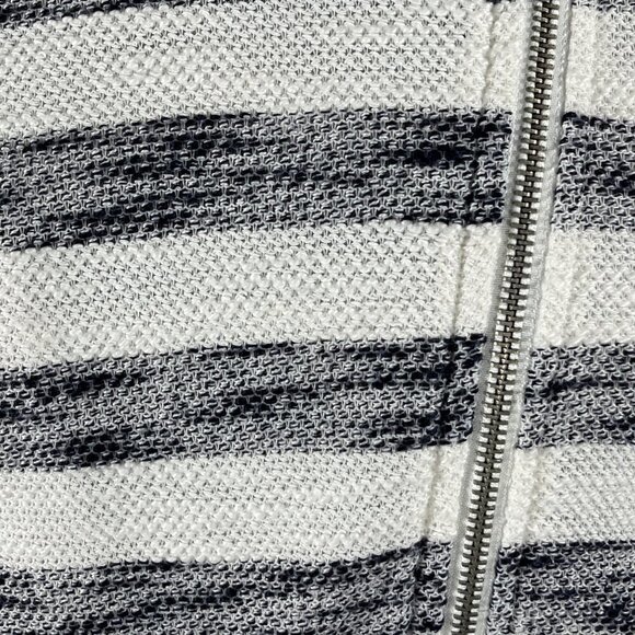Sanctuary Asymmetric Zip Front Heather Grey White Stripe Cropped Jacket M - Picture 7 of 9